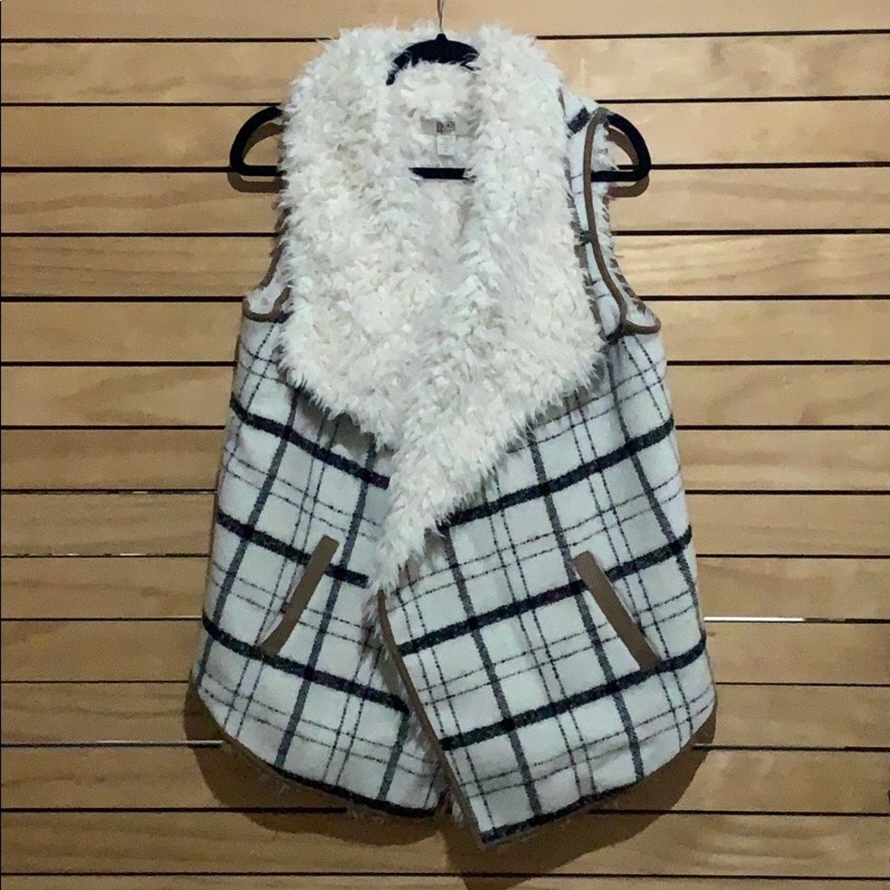 Vintage America blues plaid Sherpa vest